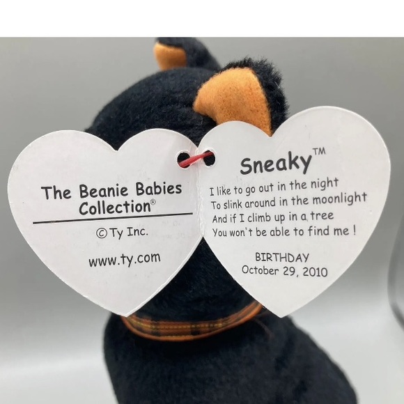 TY Beanie Babies SNEAK Black Cat, Halloween decoration, Tag Errors, Rare, 2010 - Picture 7 of 9